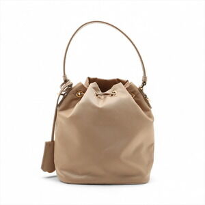 Prada Nylon Beige Handbag Leather Tessuto